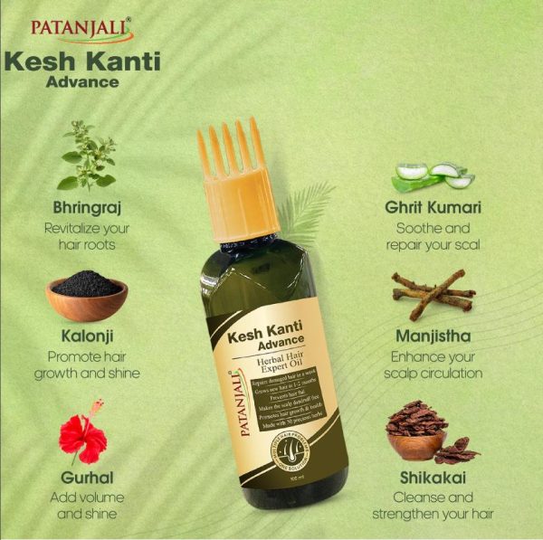 Масло для волос (Patanjali Kesh Kanti Advance Herbal Hair Expert Oil), 100 мл — изображение 2
